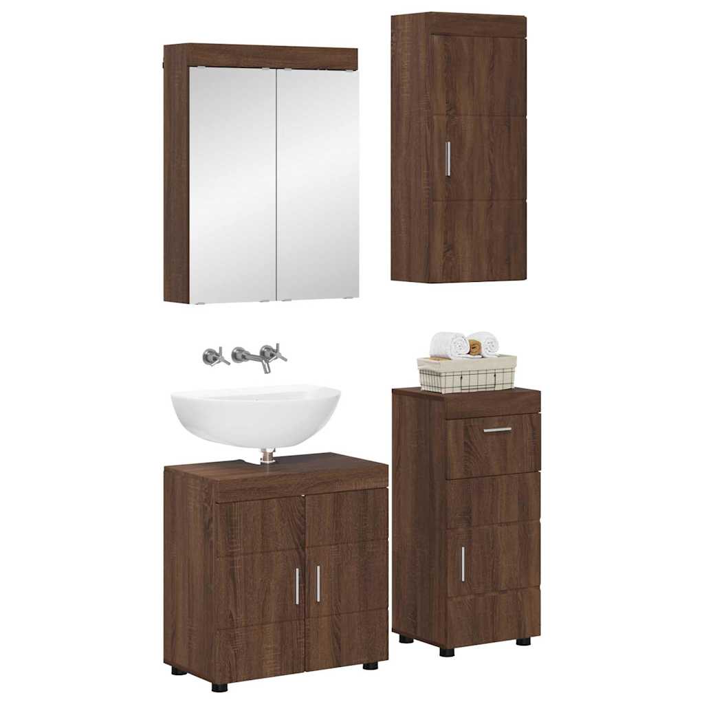 Σετ Επίπλων Μπάνιου TULUM 4 τμχ. Καφέ δρυς 60 x 34 x 63 εκ