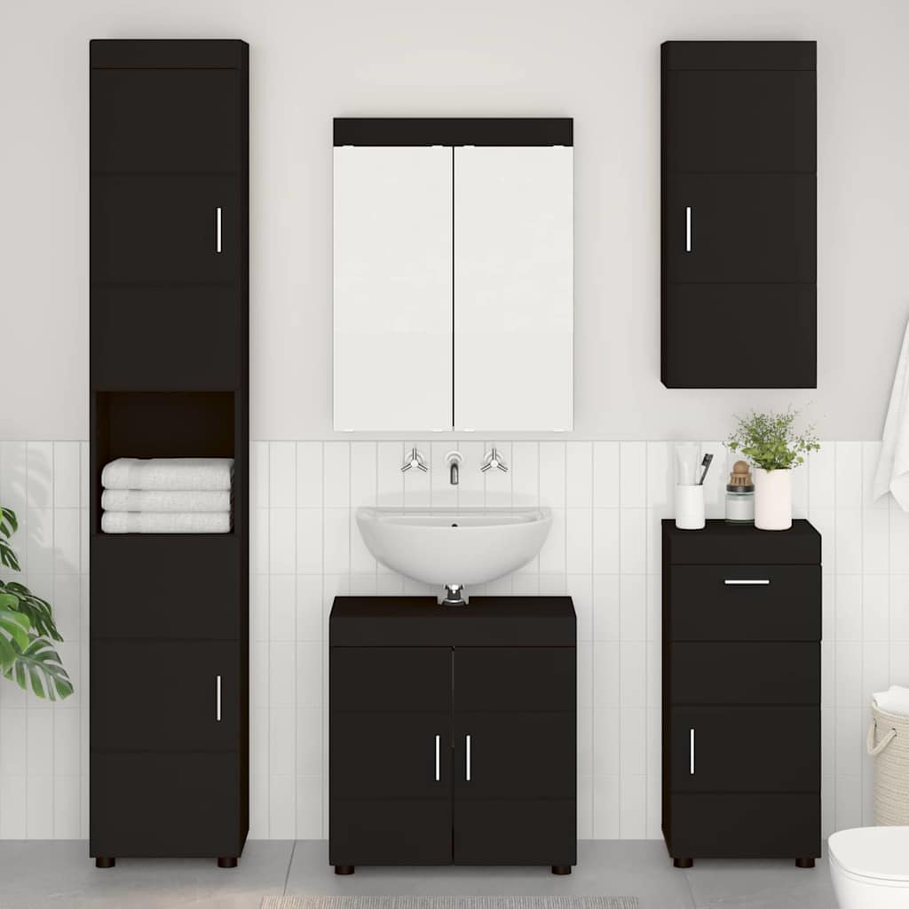 Σετ Επίπλων Μπάνιου TULUM 5 pcs Μαύρο 60 x 34 x 63 εκ - Pakobazaar