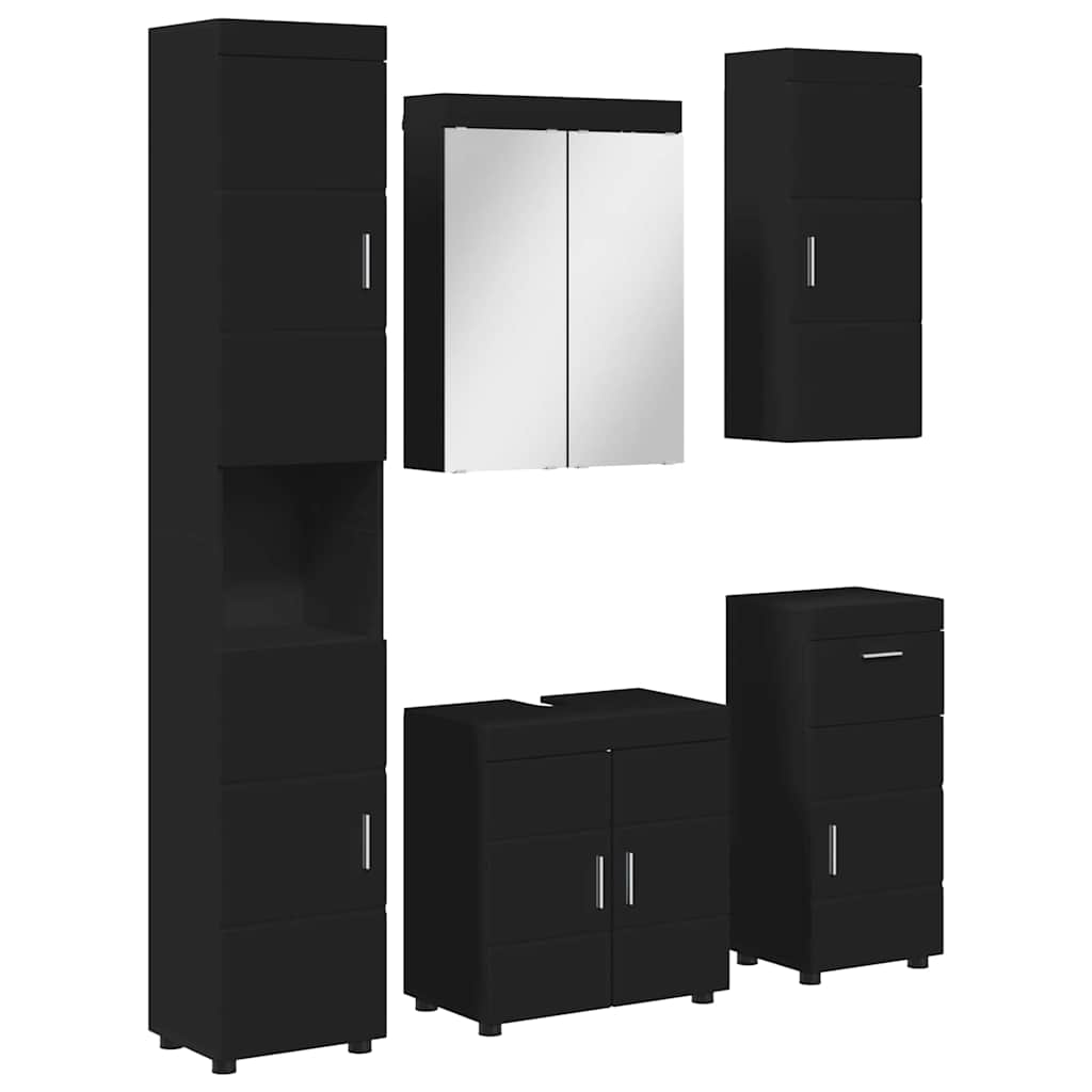 Σετ Επίπλων Μπάνιου TULUM 5 pcs Μαύρο 60 x 34 x 63 εκ - Pakobazaar