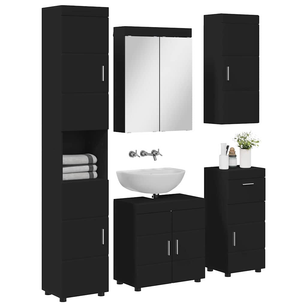 Σετ Επίπλων Μπάνιου TULUM 5 pcs Μαύρο 60 x 34 x 63 εκ - Pakobazaar