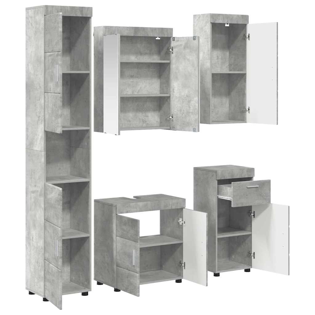 Σετ Επίπλων Μπάνιου TULUM 5 pcs Σκυρόδεμα Γκρι 60 x 34 x 63 εκ - Pakobazaar
