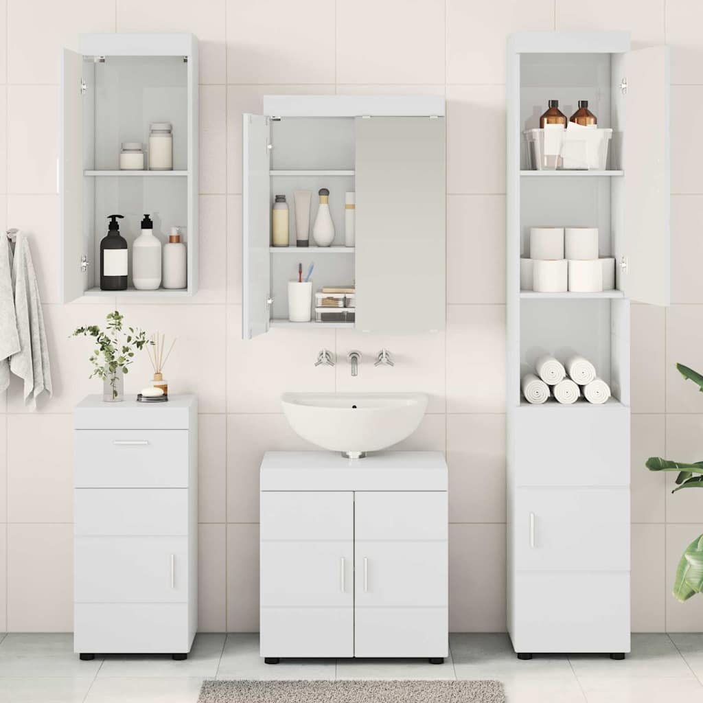 Σετ Επίπλων Μπάνιου με συρτάρι TULUM Υψηλής γυαλάδας λευκό - Pakobazaar