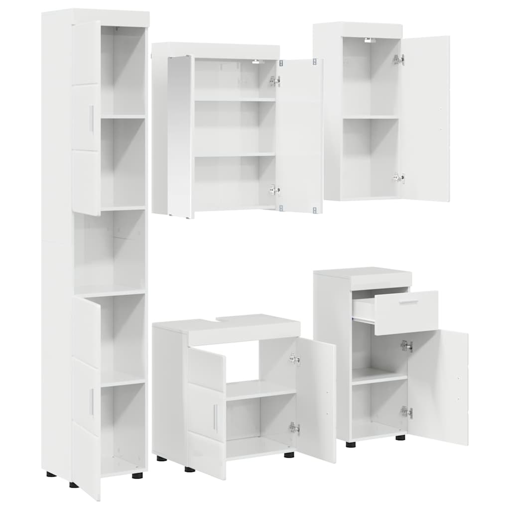 Σετ Επίπλων Μπάνιου με συρτάρι TULUM Υψηλής γυαλάδας λευκό - Pakobazaar