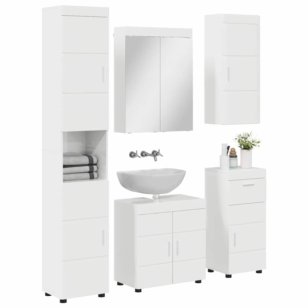 Σετ Επίπλων Μπάνιου με συρτάρι TULUM Υψηλής γυαλάδας λευκό - Pakobazaar