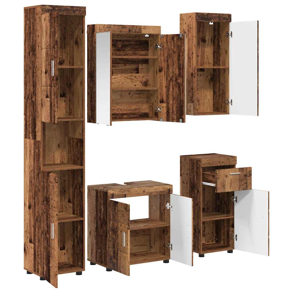Σετ Επίπλων Μπάνιου TULUM 5 pcs Παλιό ξύλο 60 x 34 x 63 εκ