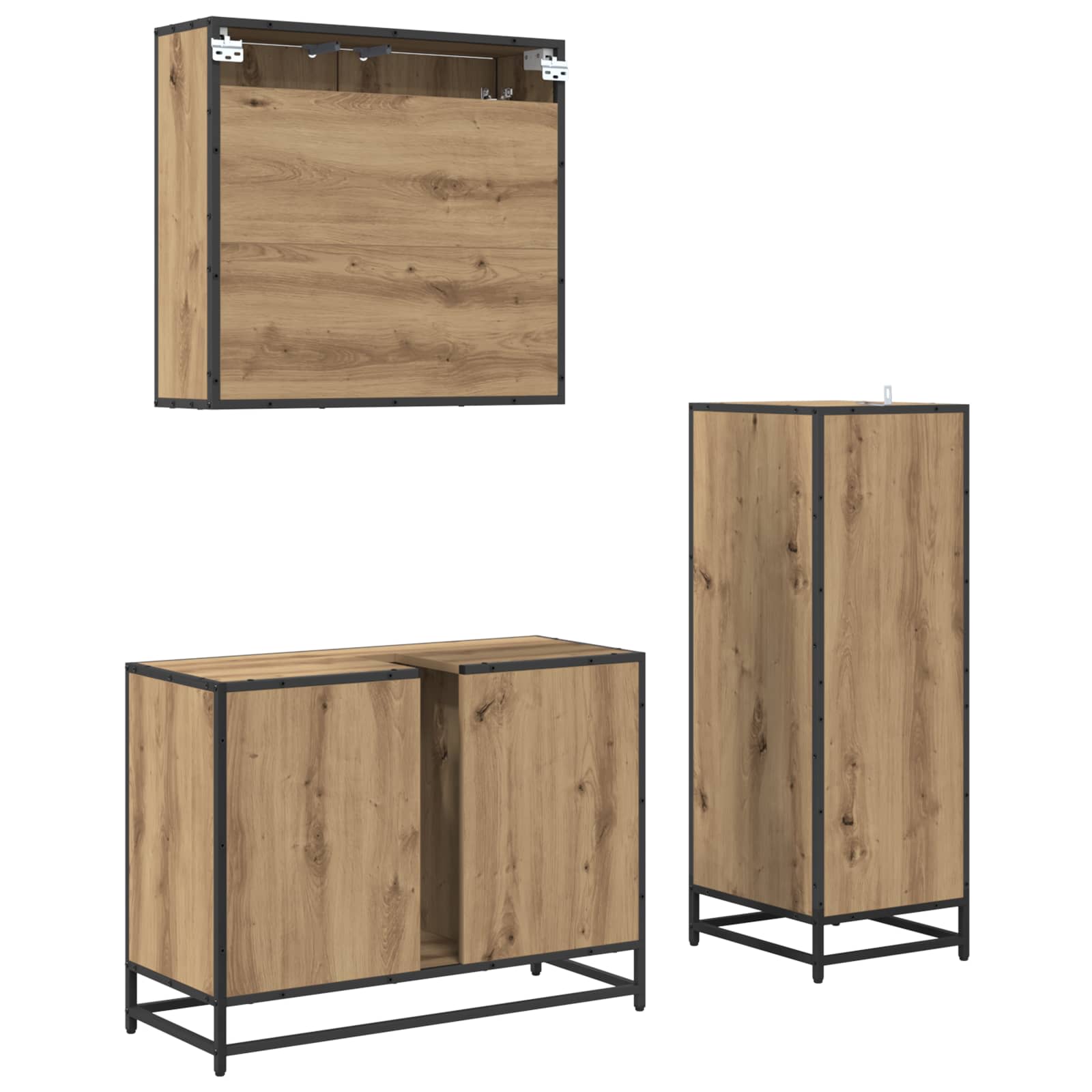 Σετ Επίπλων Μπάνιου 3 pcs Artisan Oak Επεξεργασμένο ξύλο - Pakobazaar