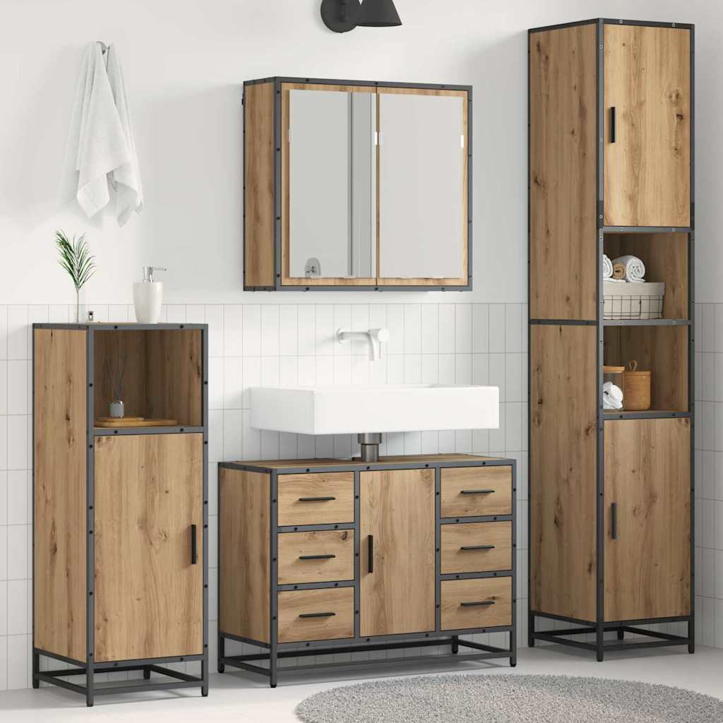 Σετ Επίπλων Μπάνιου 4 pcs Artisan Oak Επεξεργασμένο ξύλο - Pakobazaar