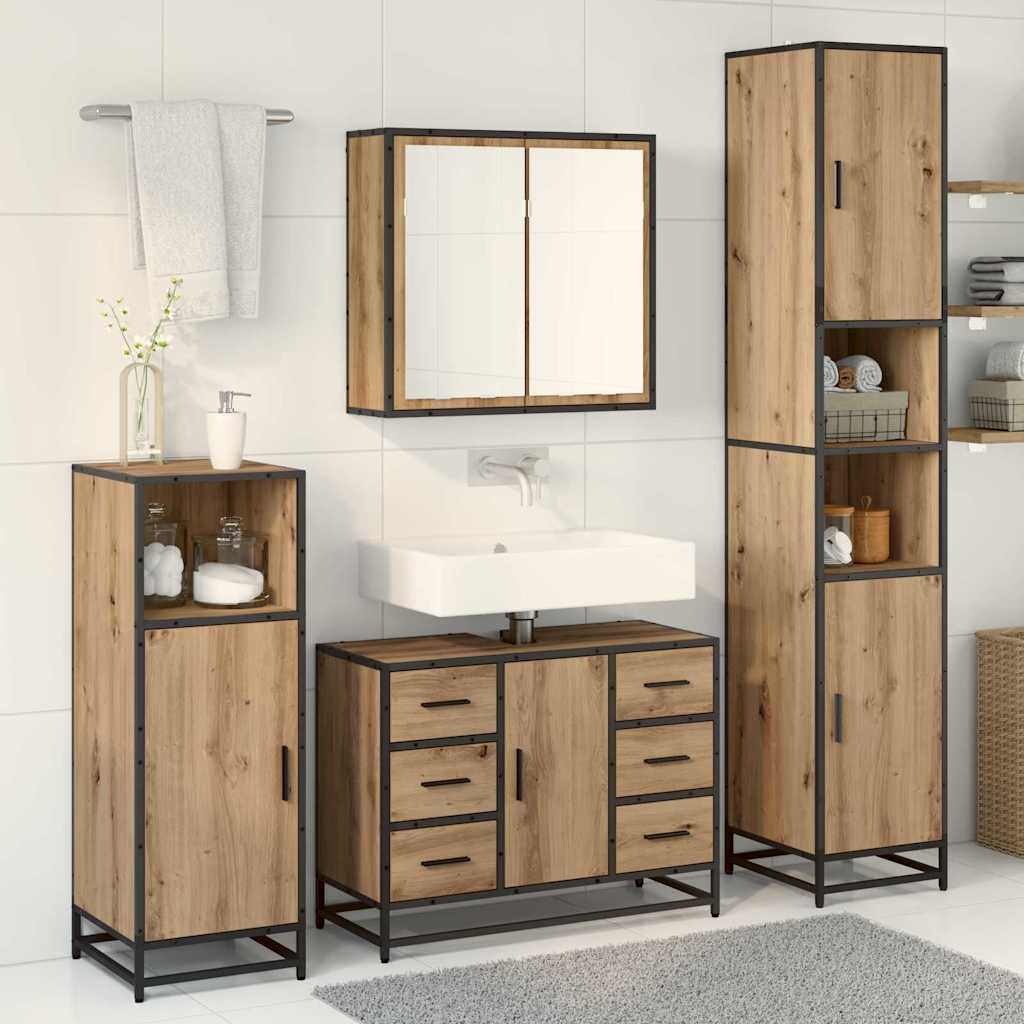 Σετ Επίπλων Μπάνιου 4 pcs Artisan Oak Επεξεργασμένο ξύλο - Pakobazaar