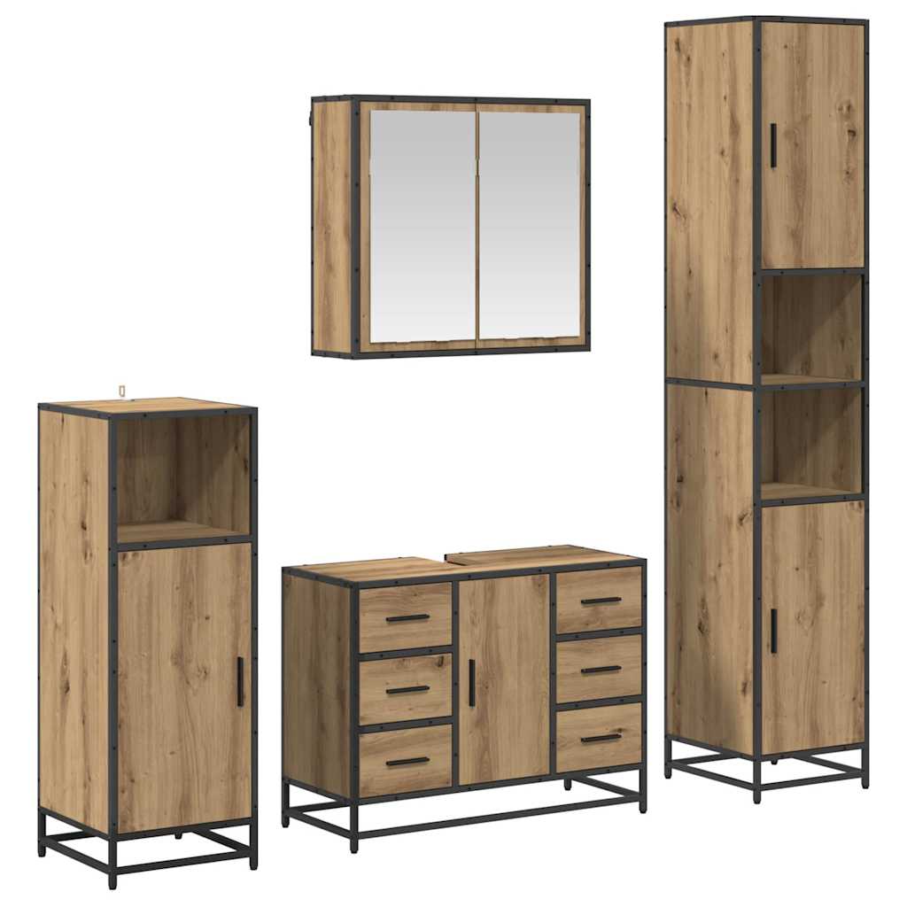 Σετ Επίπλων Μπάνιου 4 pcs Artisan Oak Επεξεργασμένο ξύλο - Pakobazaar