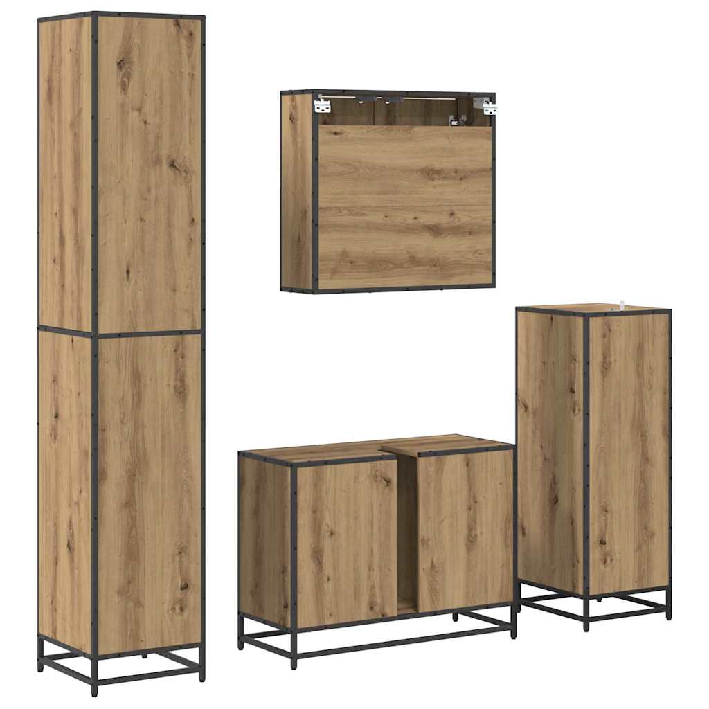 Σετ Επίπλων Μπάνιου 4 pcs Artisan Oak Επεξεργασμένο ξύλο - Pakobazaar