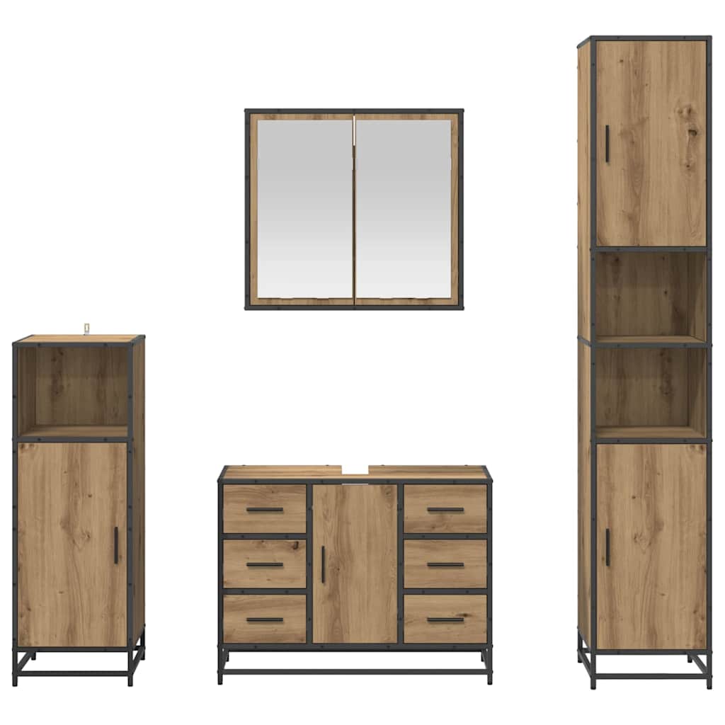 Σετ Επίπλων Μπάνιου 4 pcs Artisan Oak Επεξεργασμένο ξύλο - Pakobazaar
