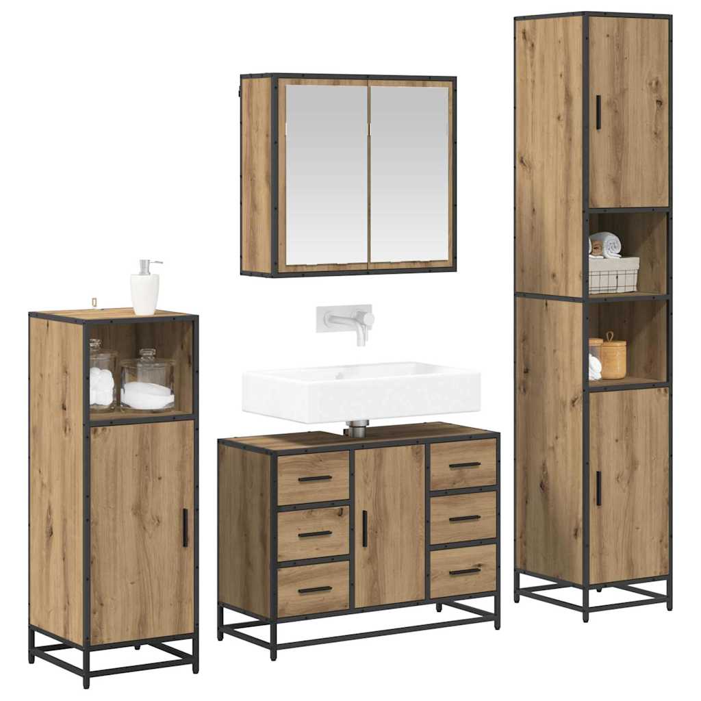 Σετ Επίπλων Μπάνιου 4 pcs Artisan Oak Επεξεργασμένο ξύλο - Pakobazaar