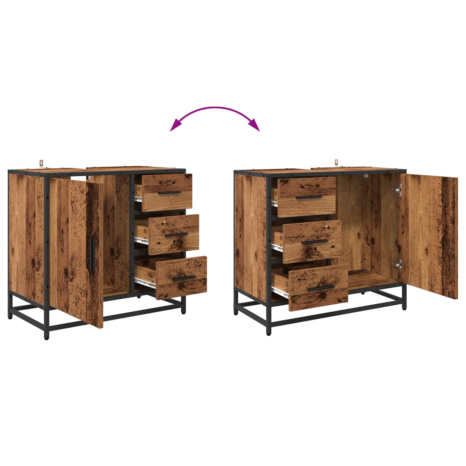 Σετ Επίπλων Μπάνιου με ράφι 2 pcs Παλιό Ξύλο Επεξεργασμένο ξύλο - Pakobazaar