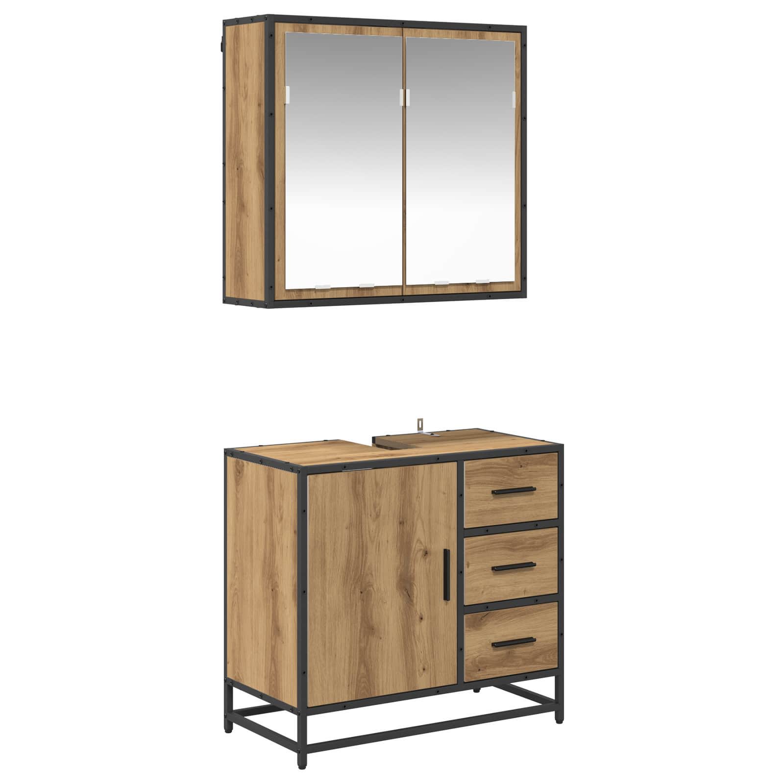 Σετ Επίπλων Μπάνιου 2 pcs Artisan Oak Επεξεργασμένο ξύλο - Pakobazaar