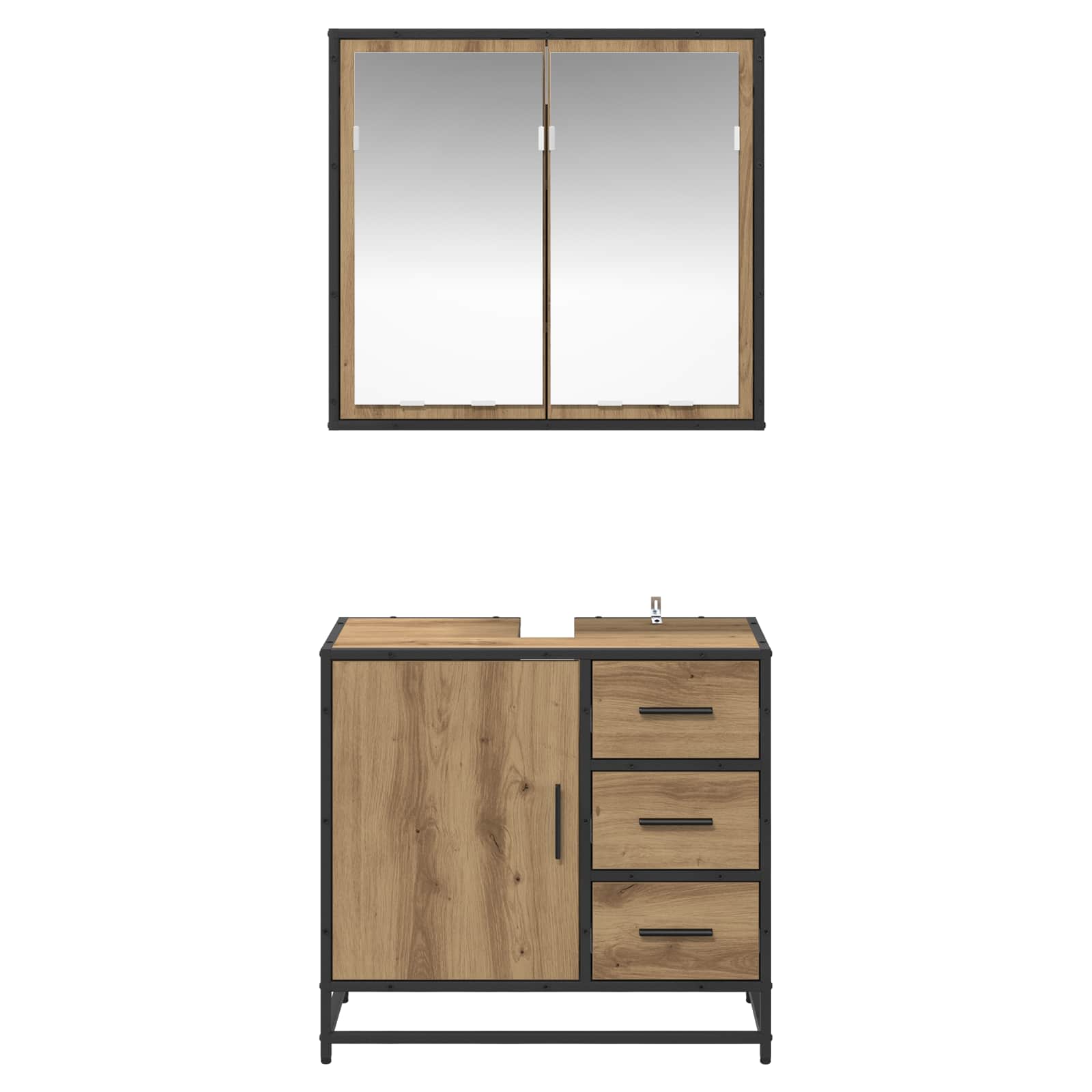 Σετ Επίπλων Μπάνιου 2 pcs Artisan Oak Επεξεργασμένο ξύλο - Pakobazaar