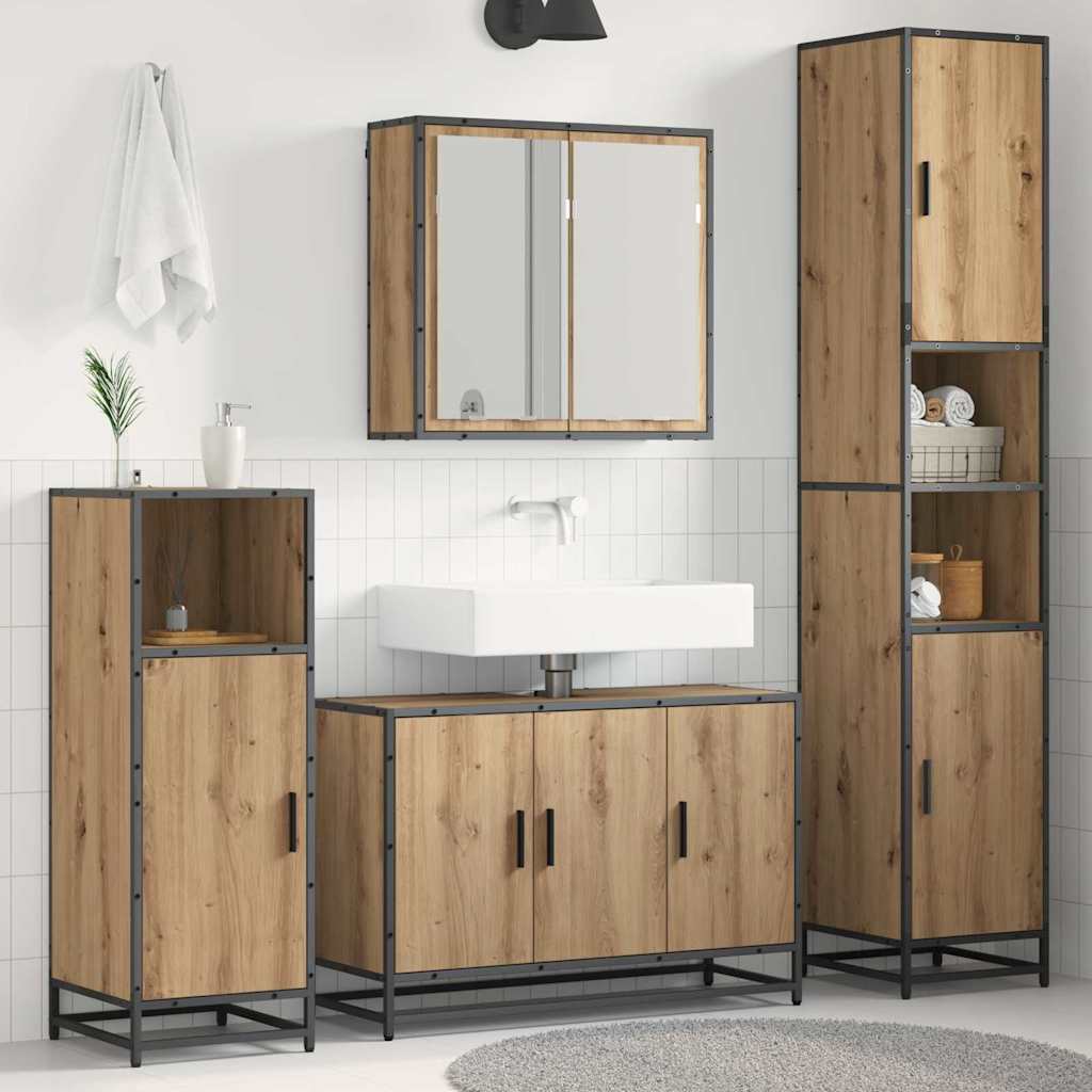 Σετ Επίπλων Μπάνιου 4 pcs Artisan Oak Επεξεργασμένο ξύλο - Pakobazaar