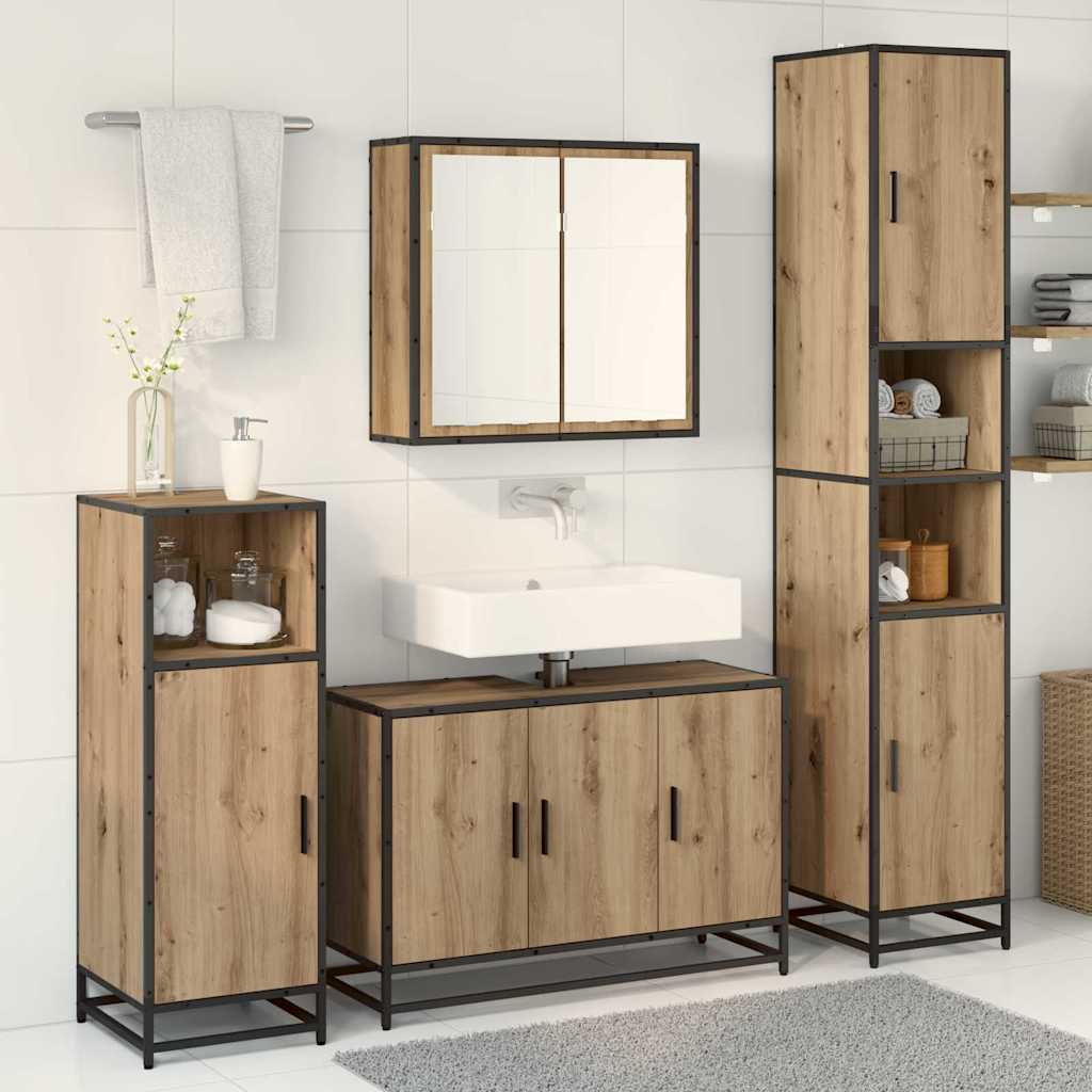 Σετ Επίπλων Μπάνιου 4 pcs Artisan Oak Επεξεργασμένο ξύλο - Pakobazaar