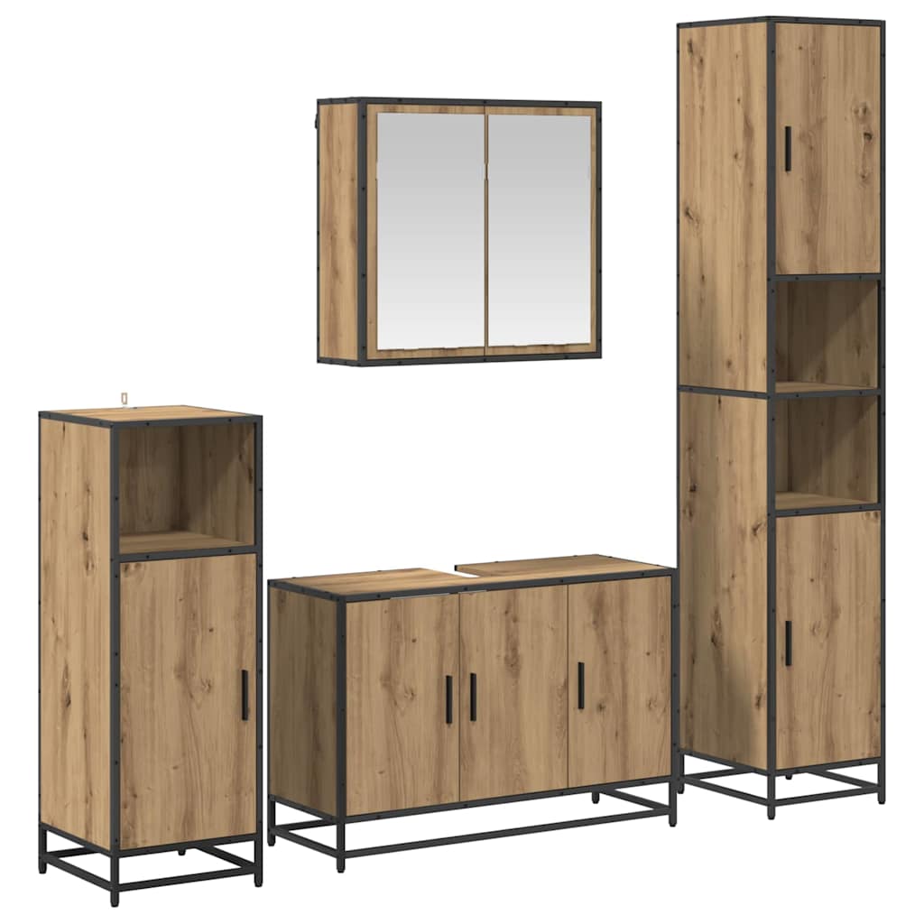 Σετ Επίπλων Μπάνιου 4 pcs Artisan Oak Επεξεργασμένο ξύλο - Pakobazaar