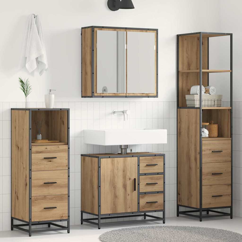 Σετ Επίπλων Μπάνιου 4 pcs Artisan Oak Επεξεργασμένο ξύλο - Pakobazaar