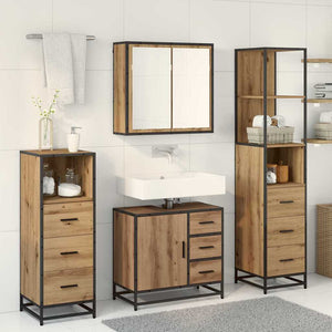 Σετ Επίπλων Μπάνιου 4 pcs Artisan Oak Επεξεργασμένο ξύλο - Pakobazaar