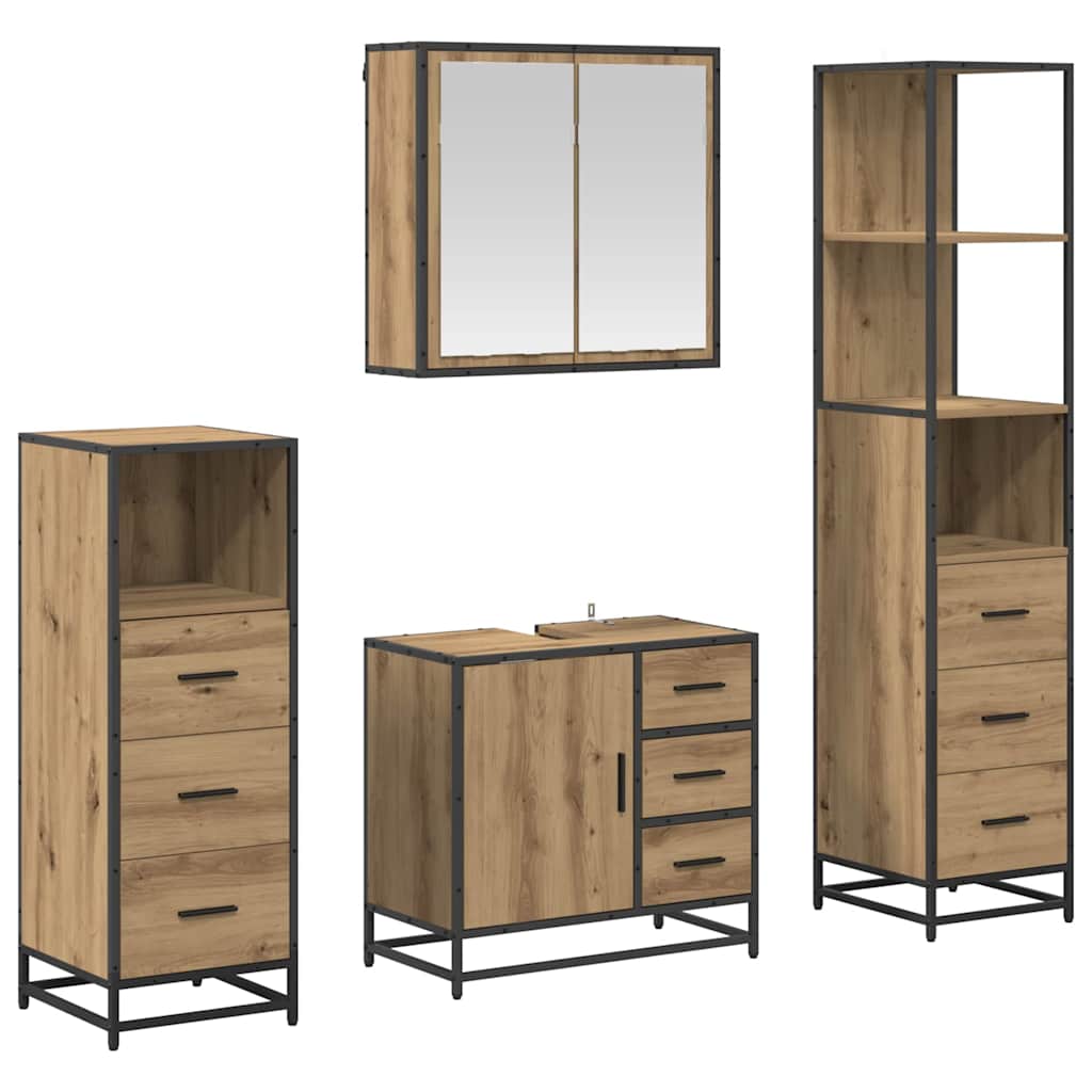 Σετ Επίπλων Μπάνιου 4 pcs Artisan Oak Επεξεργασμένο ξύλο - Pakobazaar