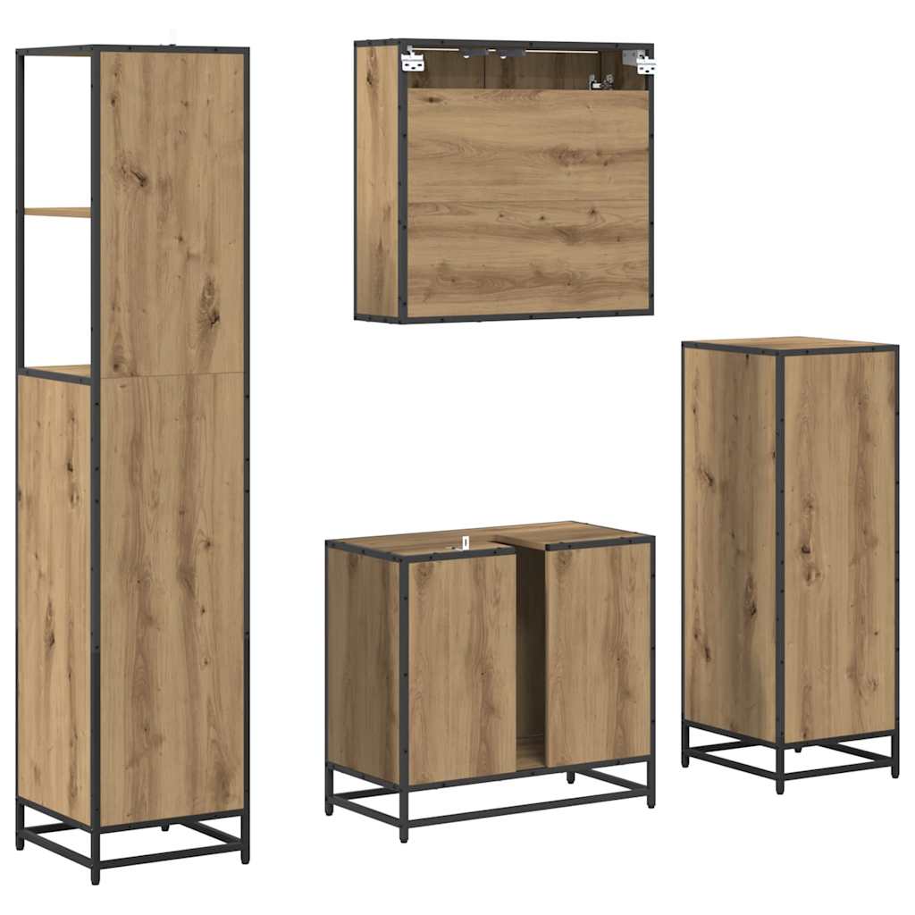Σετ Επίπλων Μπάνιου 4 pcs Artisan Oak Επεξεργασμένο ξύλο - Pakobazaar