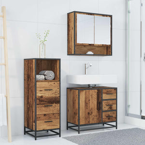 Σετ Επίπλων Μπάνιου με ράφι 3 pcs Παλιό Ξύλο Επεξεργασμένο ξύλο - Pakobazaar