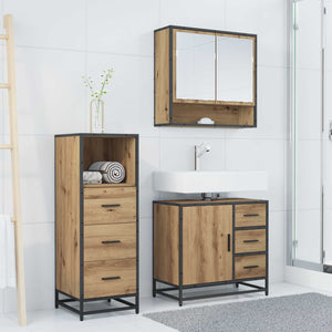 Σετ Επίπλων Μπάνιου 3 pcs Artisan Oak Επεξεργασμένο ξύλο - Pakobazaar