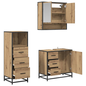 Σετ Επίπλων Μπάνιου 3 pcs Artisan Oak Επεξεργασμένο ξύλο - Pakobazaar