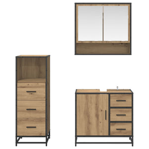 Σετ Επίπλων Μπάνιου 3 pcs Artisan Oak Επεξεργασμένο ξύλο - Pakobazaar