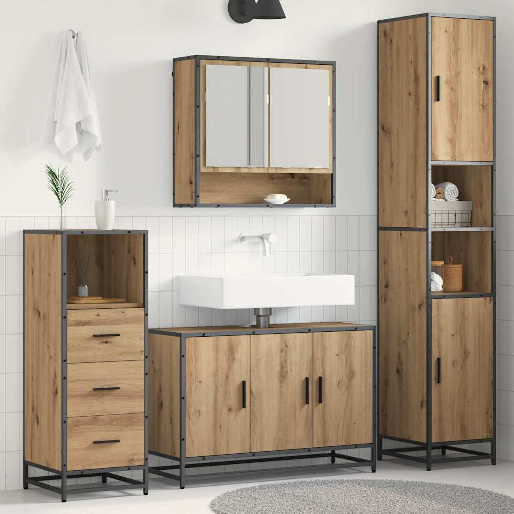 Σετ Επίπλων Μπάνιου 3 pcs Artisan Oak Επεξεργασμένο ξύλο - Pakobazaar