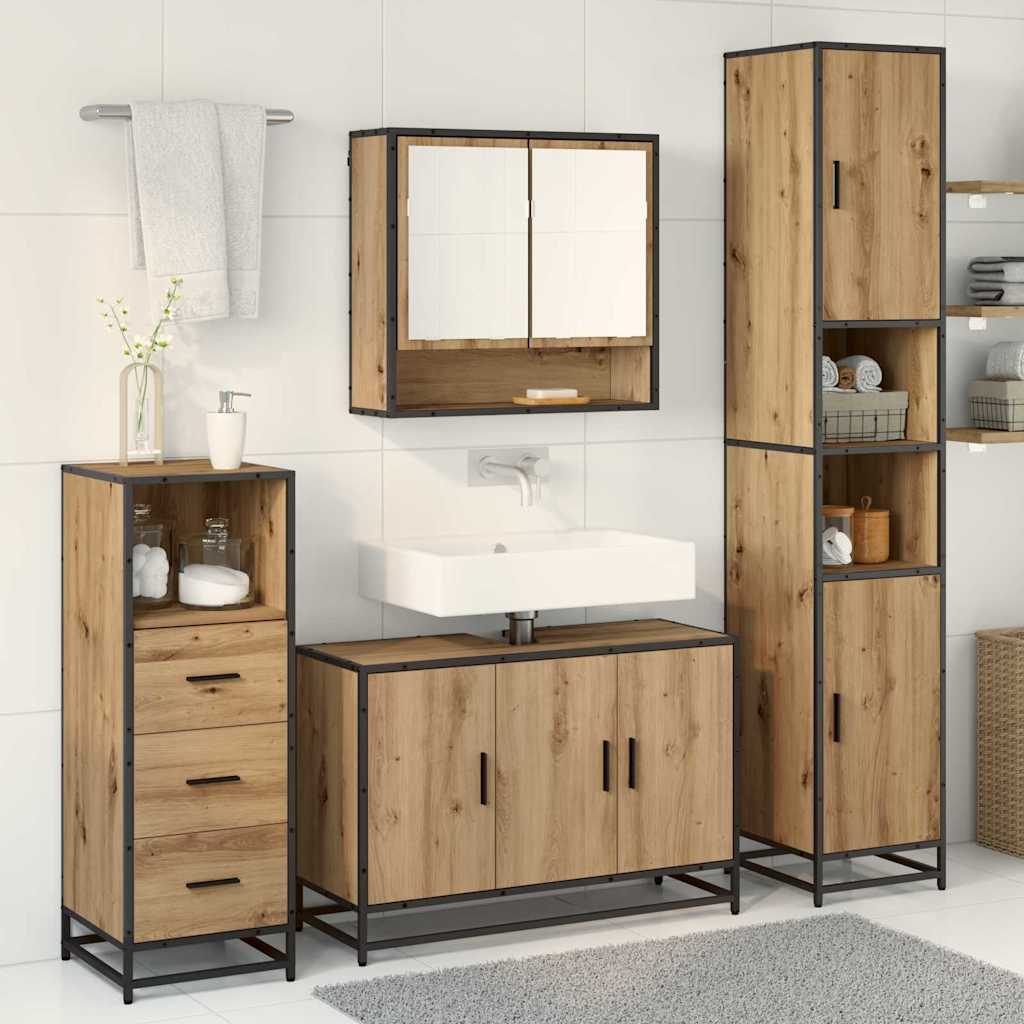 Σετ Επίπλων Μπάνιου 3 pcs Artisan Oak Επεξεργασμένο ξύλο - Pakobazaar