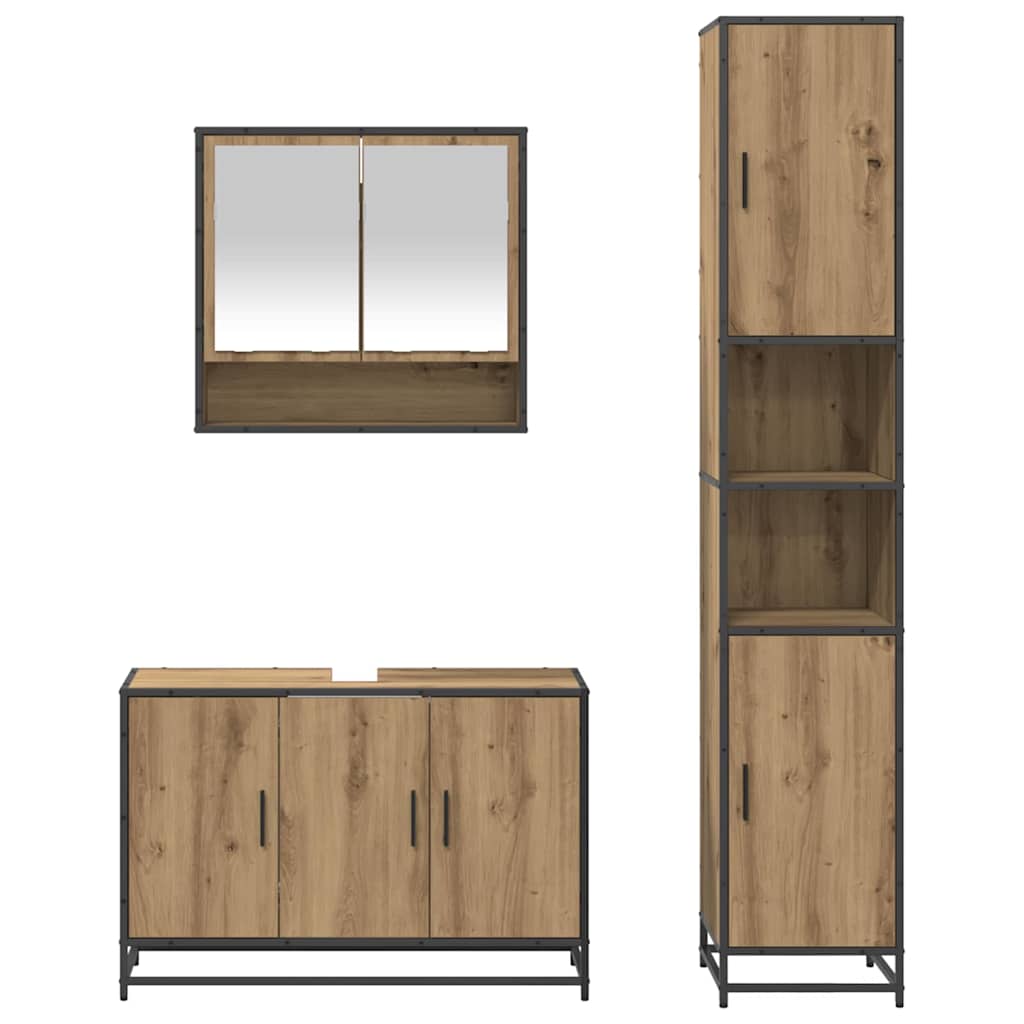 Σετ Επίπλων Μπάνιου 3 pcs Artisan Oak Επεξεργασμένο ξύλο - Pakobazaar