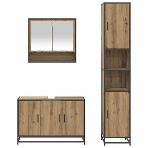 Σετ Επίπλων Μπάνιου 3 pcs Artisan Oak Επεξεργασμένο ξύλο - Pakobazaar