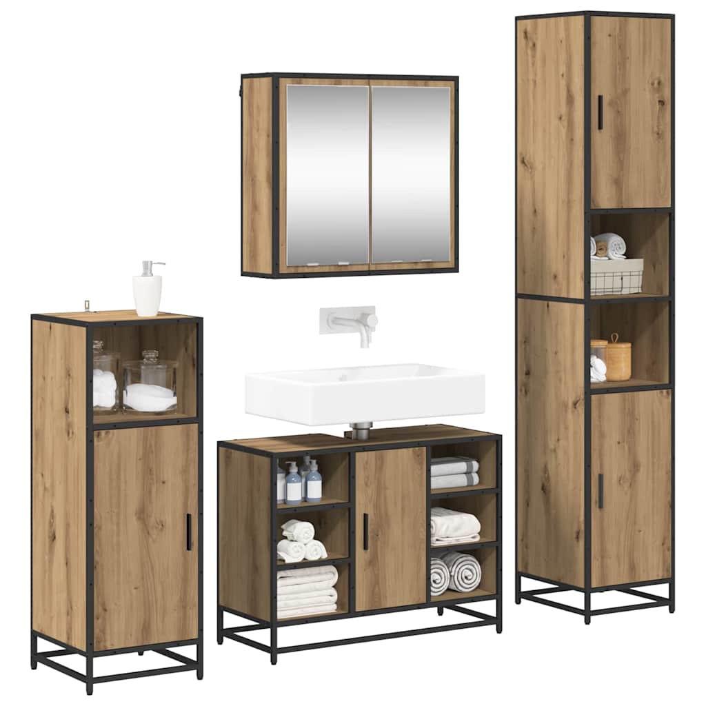 Σετ Επίπλων Μπάνιου 4 pcs Artisan Oak Επεξεργασμένο ξύλο - Pakobazaar