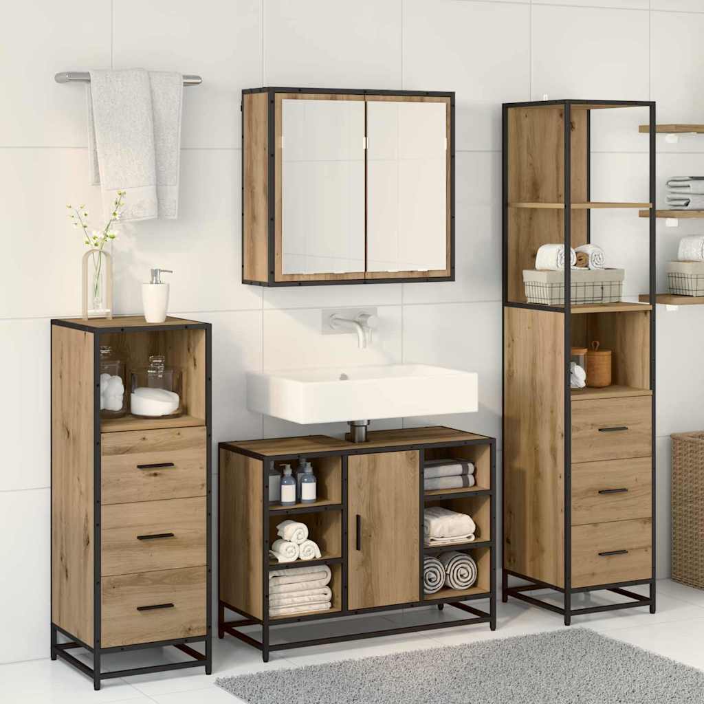 Σετ Επίπλων Μπάνιου 4 pcs Artisan Oak Επεξεργασμένο ξύλο - Pakobazaar
