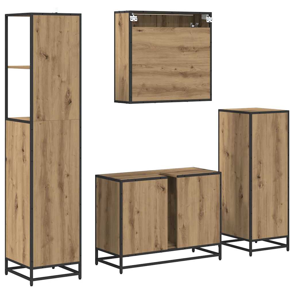 Σετ Επίπλων Μπάνιου 4 pcs Artisan Oak Επεξεργασμένο ξύλο - Pakobazaar