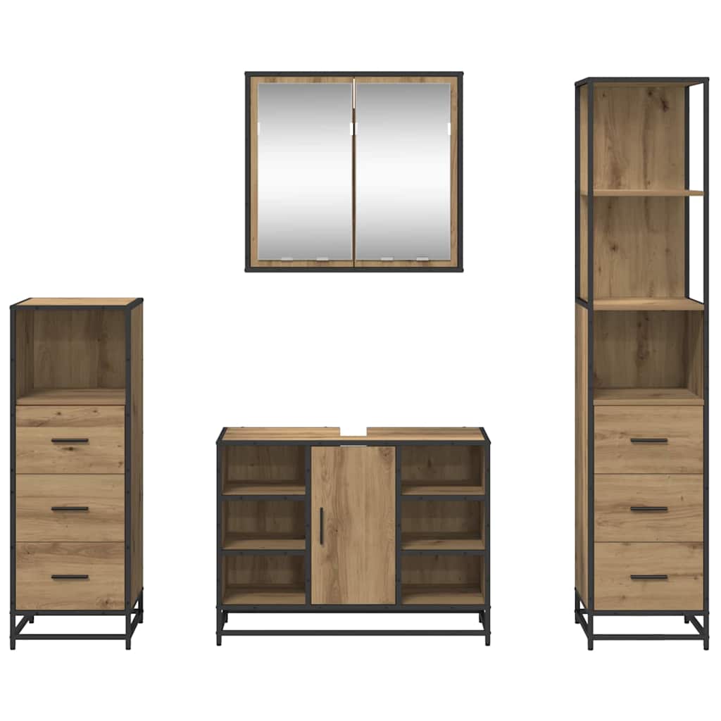 Σετ Επίπλων Μπάνιου 4 pcs Artisan Oak Επεξεργασμένο ξύλο - Pakobazaar
