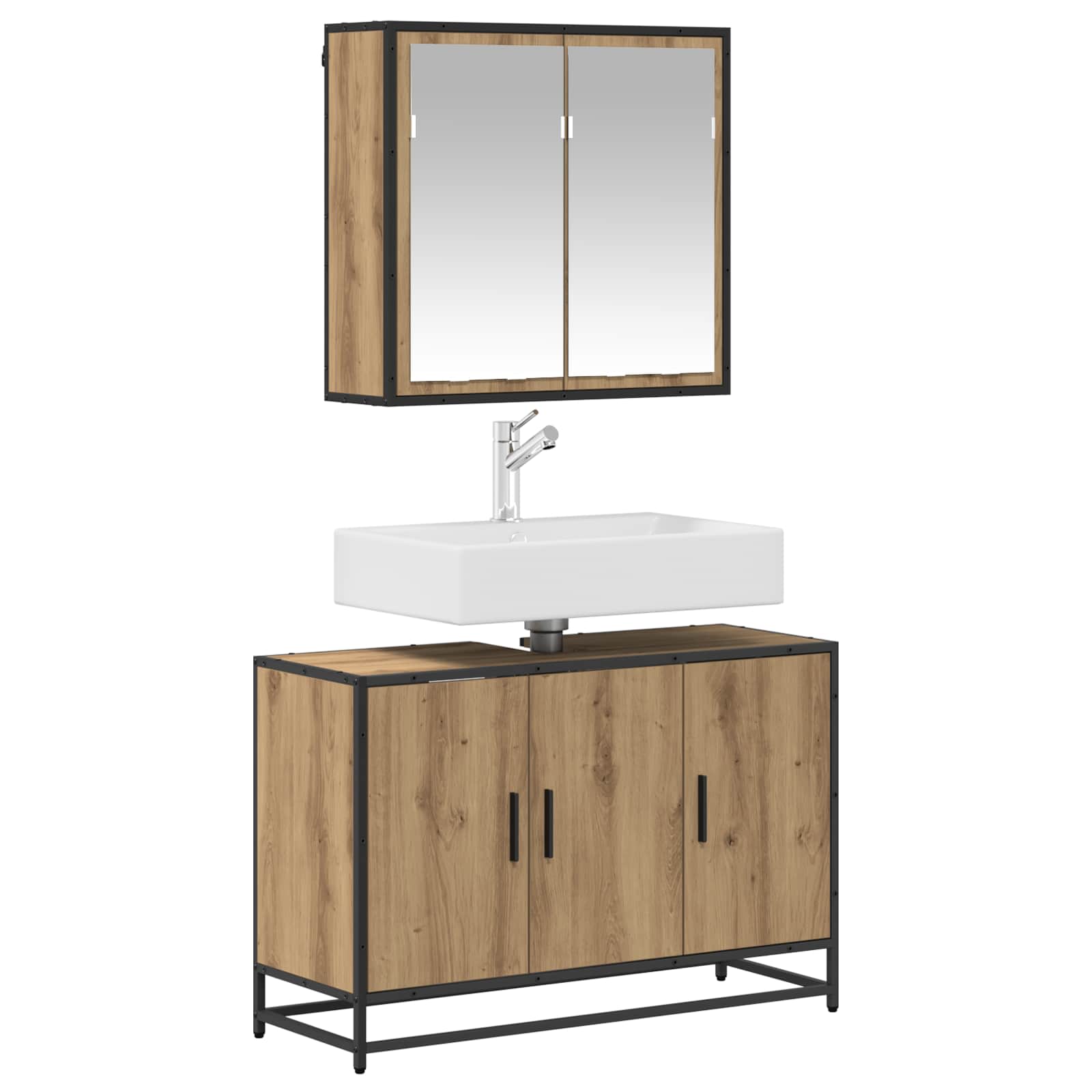 Σετ Επίπλων Μπάνιου 2 pcs Artisan Oak Επεξεργασμένο ξύλο - Pakobazaar