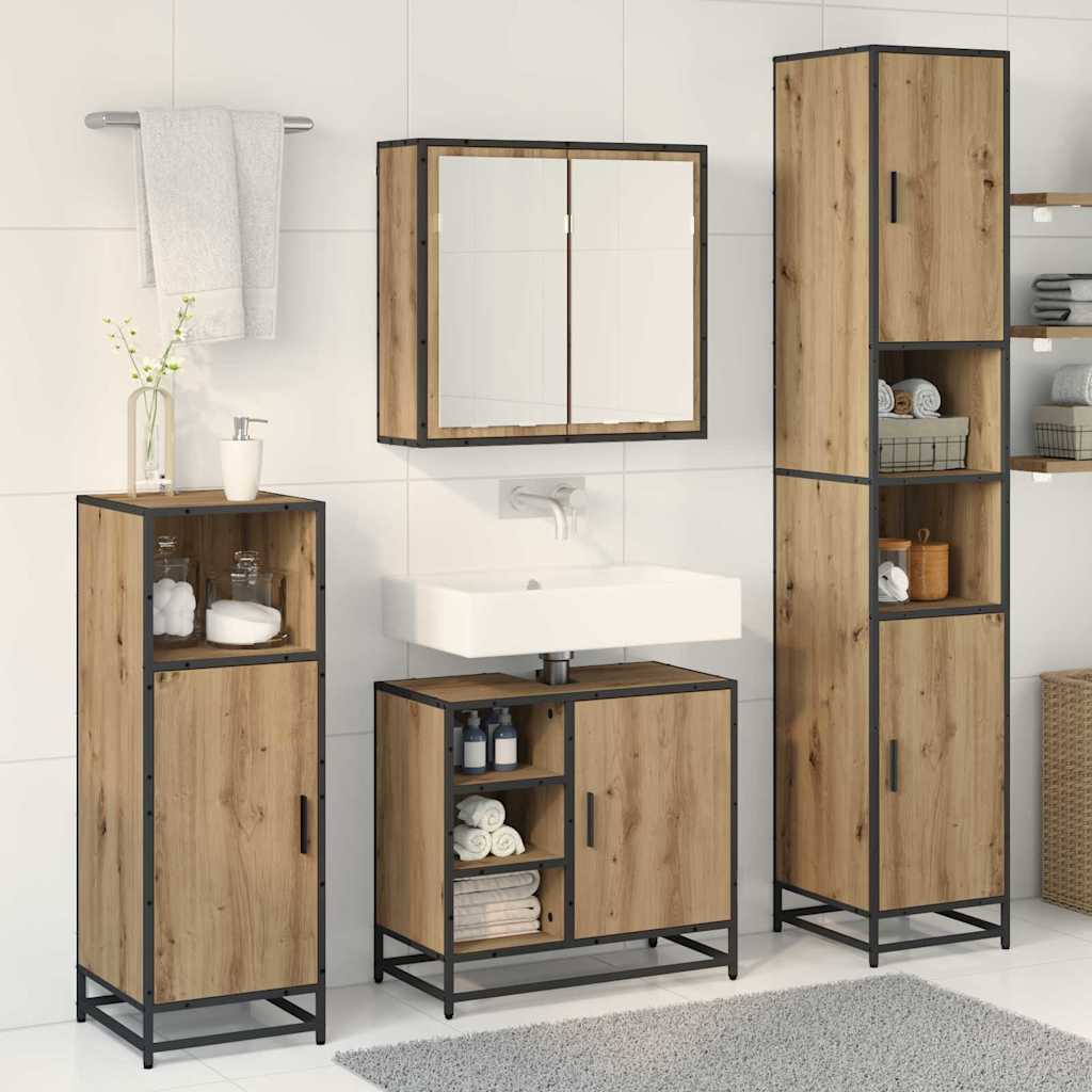 Σετ Επίπλων Μπάνιου 3 pcs Artisan Oak Επεξεργασμένο ξύλο - Pakobazaar