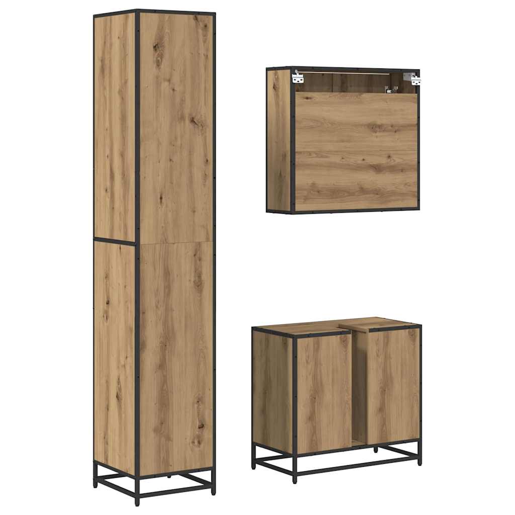 Σετ Επίπλων Μπάνιου 3 pcs Artisan Oak Επεξεργασμένο ξύλο - Pakobazaar