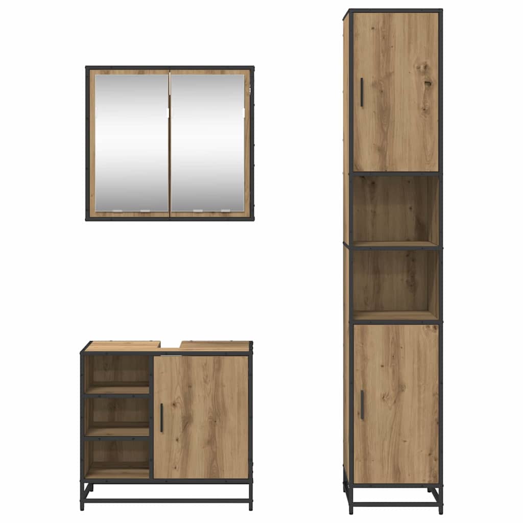 Σετ Επίπλων Μπάνιου 3 pcs Artisan Oak Επεξεργασμένο ξύλο - Pakobazaar