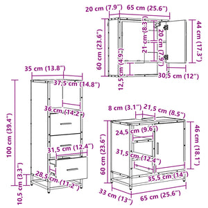 Σετ Επίπλων Μπάνιου 3 pcs Artisan Oak Επεξεργασμένο ξύλο - Pakobazaar