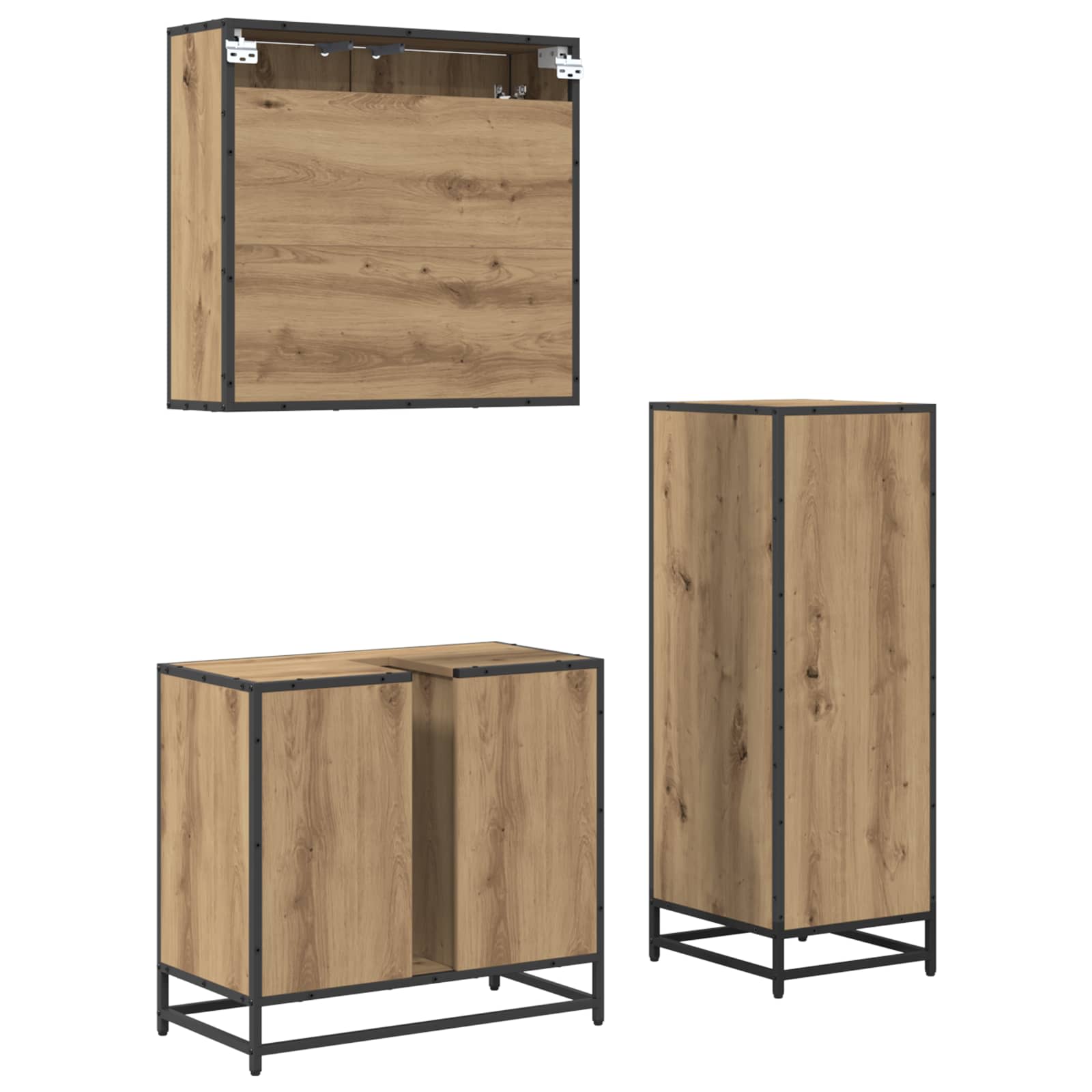 Σετ Επίπλων Μπάνιου 3 pcs Artisan Oak Επεξεργασμένο ξύλο - Pakobazaar