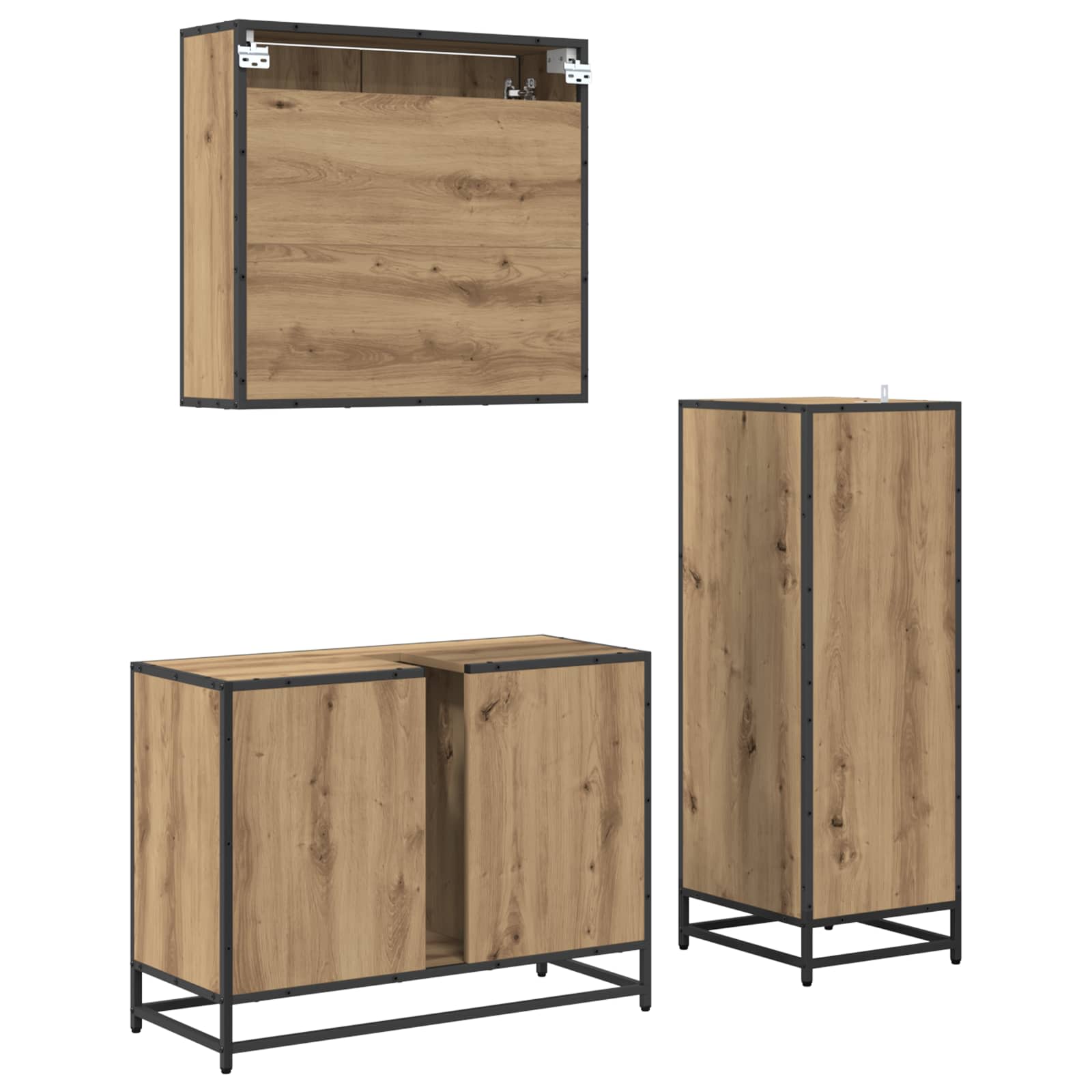 Σετ Επίπλων Μπάνιου 3 pcs Artisan Oak Επεξεργασμένο ξύλο - Pakobazaar