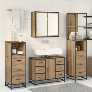 Σετ Επίπλων Μπάνιου 3 pcs Artisan Oak Επεξεργασμένο ξύλο - Pakobazaar