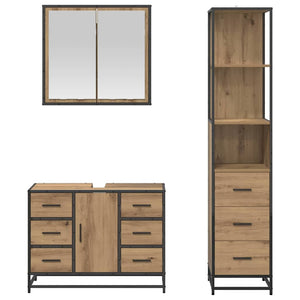 Σετ Επίπλων Μπάνιου 3 pcs Artisan Oak Επεξεργασμένο ξύλο - Pakobazaar