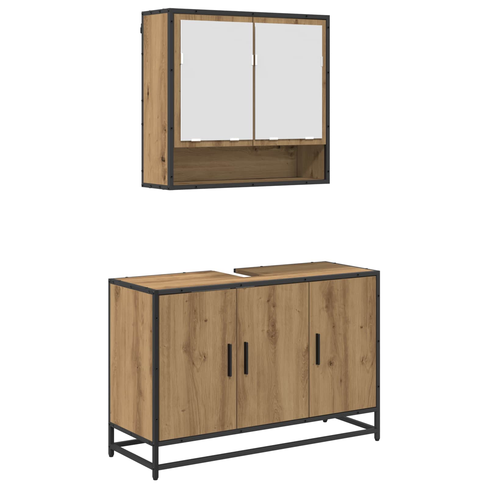 Σετ Επίπλων Μπάνιου 2 pcs Artisan Oak Επεξεργασμένο ξύλο - Pakobazaar