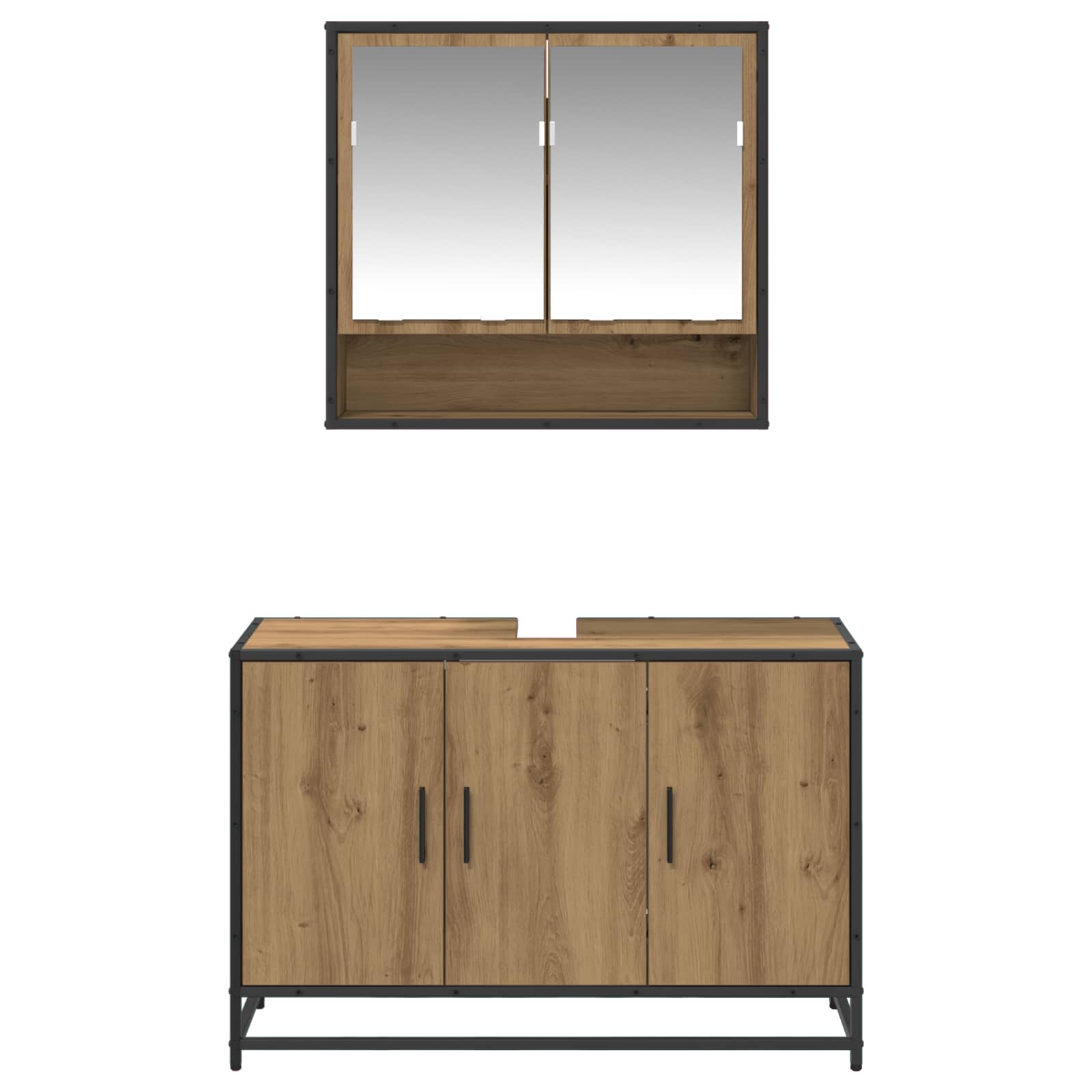 Σετ Επίπλων Μπάνιου 2 pcs Artisan Oak Επεξεργασμένο ξύλο - Pakobazaar