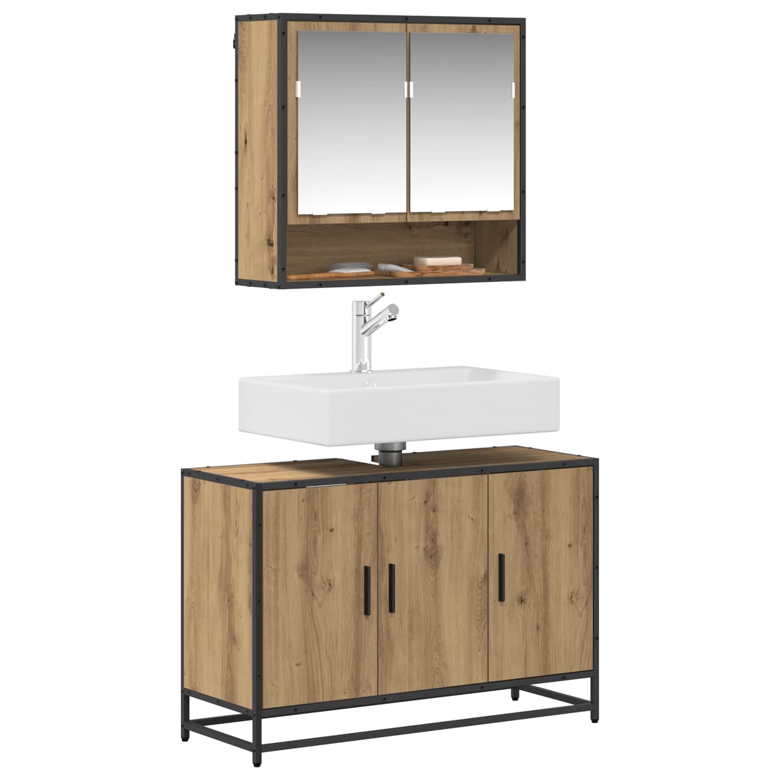 Σετ Επίπλων Μπάνιου 2 pcs Artisan Oak Επεξεργασμένο ξύλο - Pakobazaar